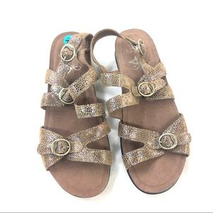 Dansko Brown Iridescent Rainbow Color Strappy Sandals size 38 / 7.5